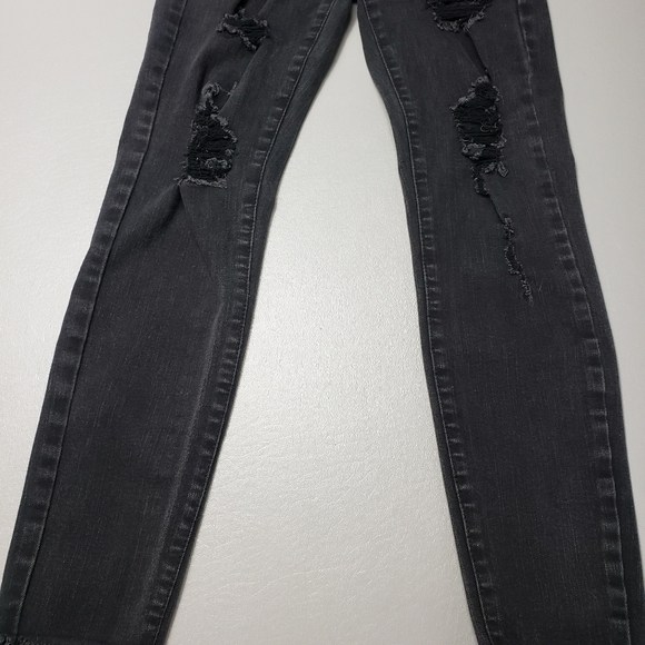 Aero high rise faded black ripped raw hem skinny jeans women's size 4 - Picture 3 of 11